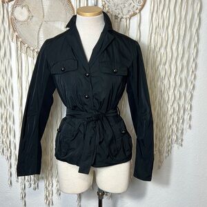 Lida Baday Black Button front Belted Blazer Jacket Size 4